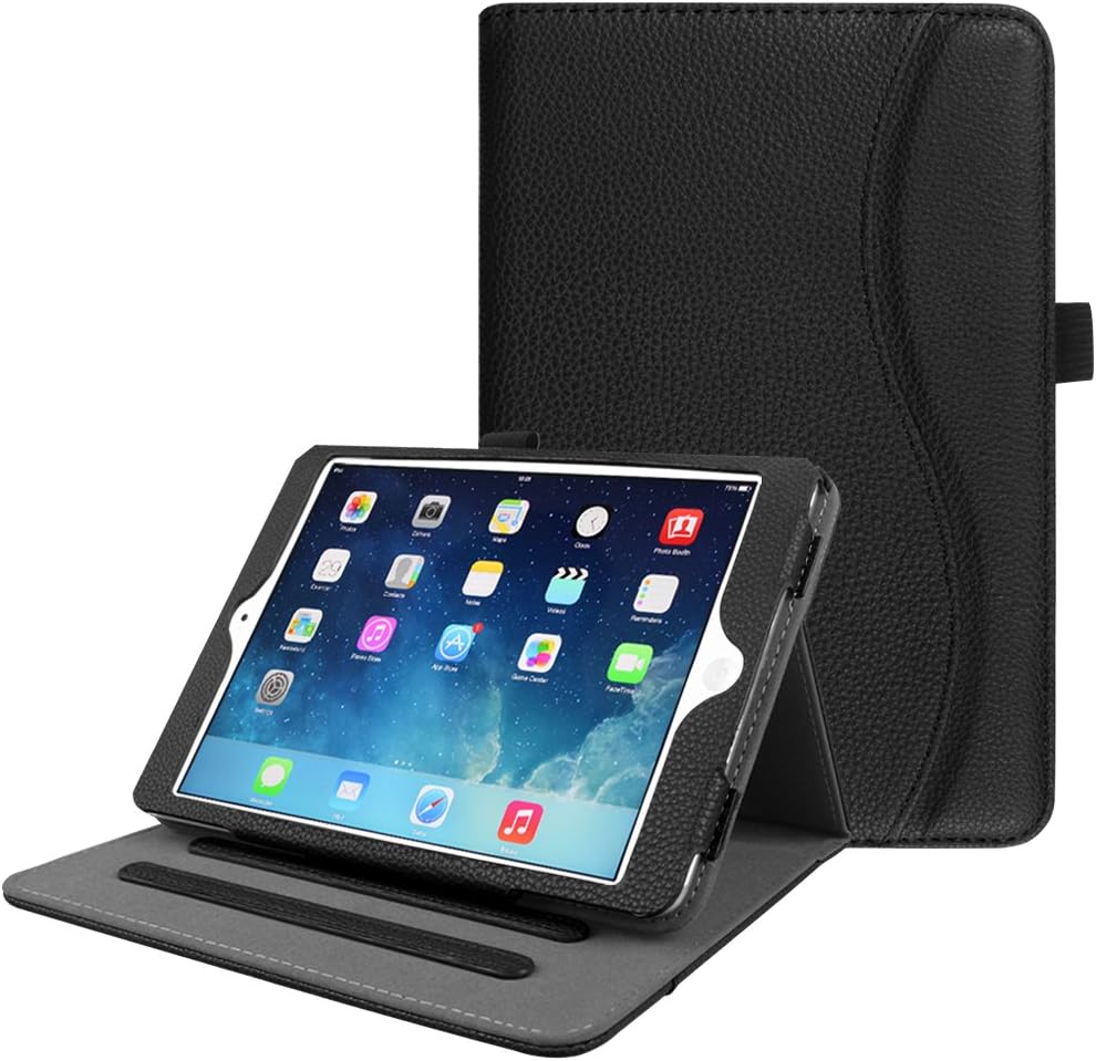 Fintie Case for iPad Mini/Mini 2 / Mini 3 [Corner Protection] - [Multi-Angle Viewing] Folio Smart Stand Protective Cover with Pocket, Auto Sleep/Wake for Apple iPad Mini 1 / Mini 2 / Mini 3, Black