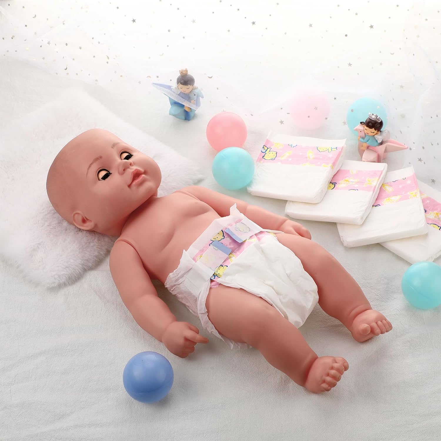 Libima 80 Pack Baby Doll Diapers Paper Reborn Doll Diapers Refill for 18-24 Inch Newborn Dolls Accessories Underwear Underpants, Ages 12 and Above, Dolls are Not Included image 6 of 7 B0C6JTRQZ1