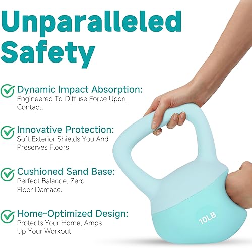 Miniatura 3 de Leikefitness Pesas rusas suaves, pesas de acero rellenas para mujeres y hombres, pesas rusas suaves codificadas por colores, antideslizantes,