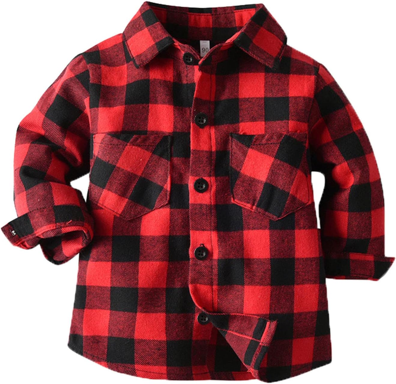 Kids Toddler Flannel Shirt Jacket Plaid Long Sleeve Lapel Button Down Shacket Baby Boys Girls Shirt Top Coat