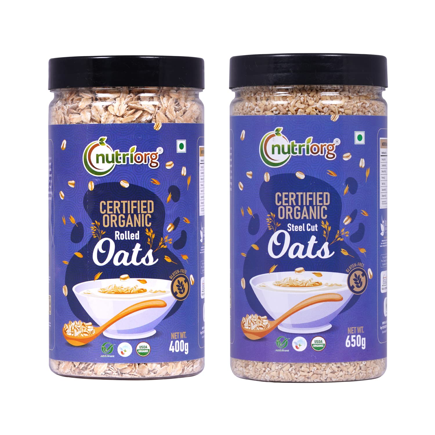 Nutriorg Organic Rolled & Steel Cuts Oats 1050g (Combo of 2) | Weight Management | High Fiber Protein Rich Oats (B07JMDPSHK) Amazon Price History, Amazon Price Tracker