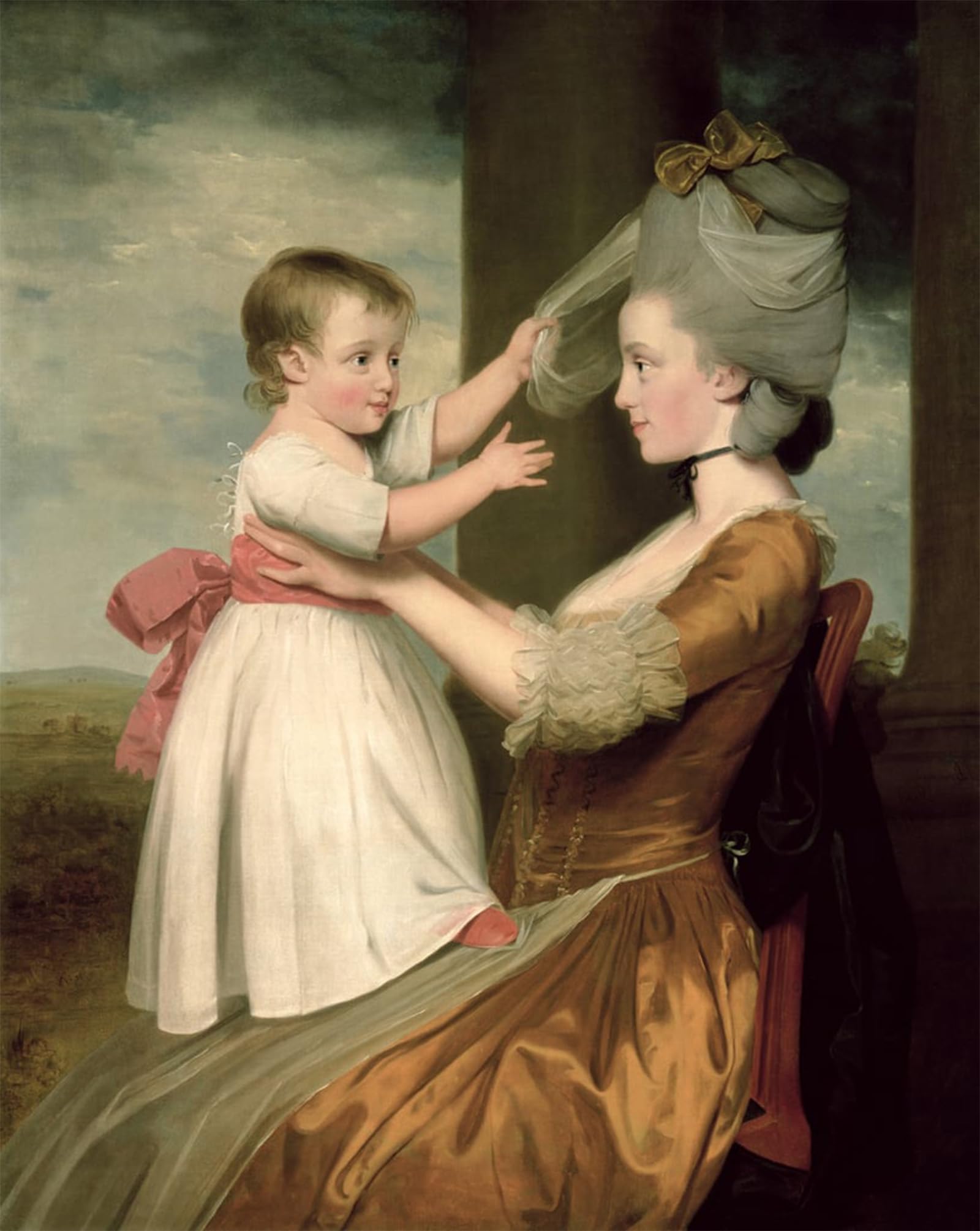 ARTXLXXBN Famous Painting Canvas Artwork Graffiti Print a Portrait of Woman and Her Son Mortlock the Younger by Downman Portrait Canvas Image for Home Decor 60x90cm