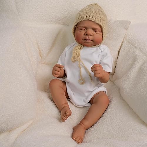 Miniatura 7 de Muñecas de bebé Reborn de 18 pulgadas, realistas, de vinilo, cuerpo completo, afroamericano durmiente, bebe, posables, juguetes de bebé de la vida