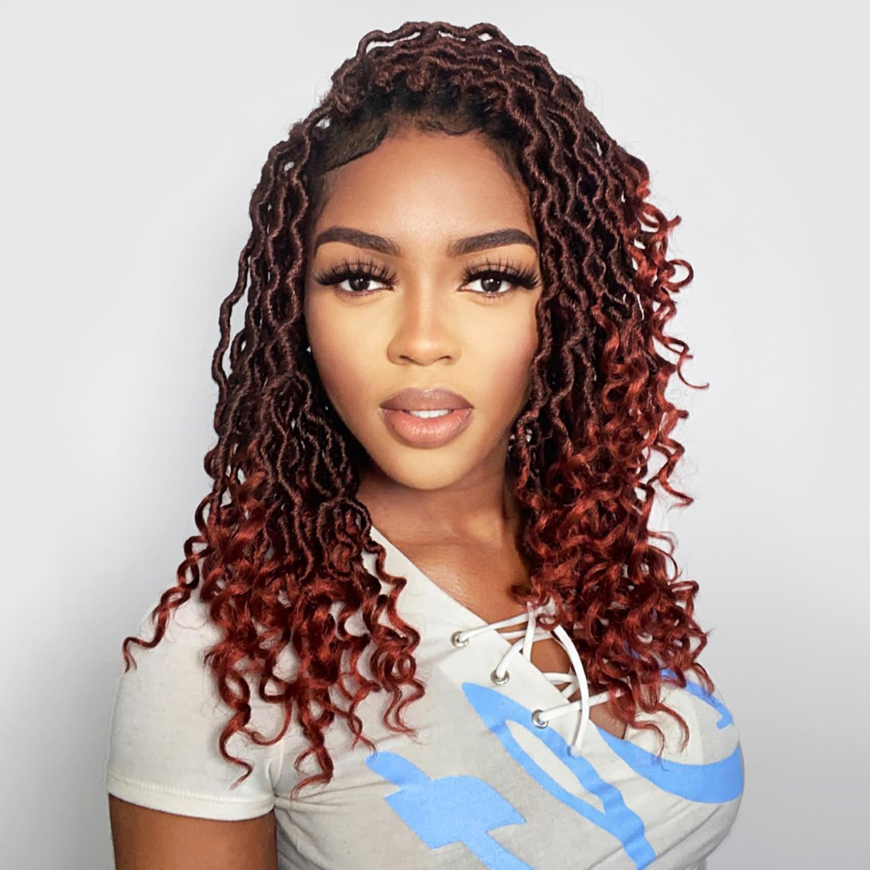 Karida Goddess Locs Crochet Hair 14 Inch, 8 Packs Faux Locs Crochet Hair for Black Women, Pre Looped Crochet Faux Locs With Curly Ends (14 Inch (Pack