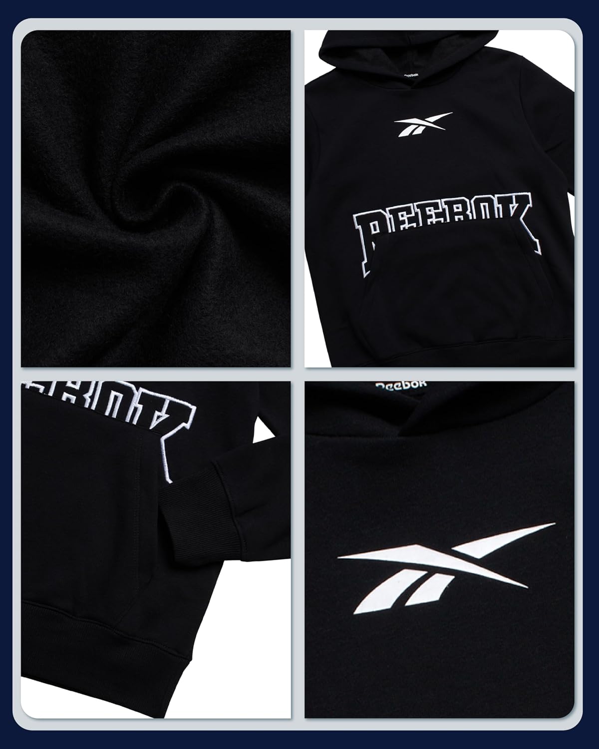 Reebok Boys Performance Fleece Pullover Hoodie for Gym, Running & Play
