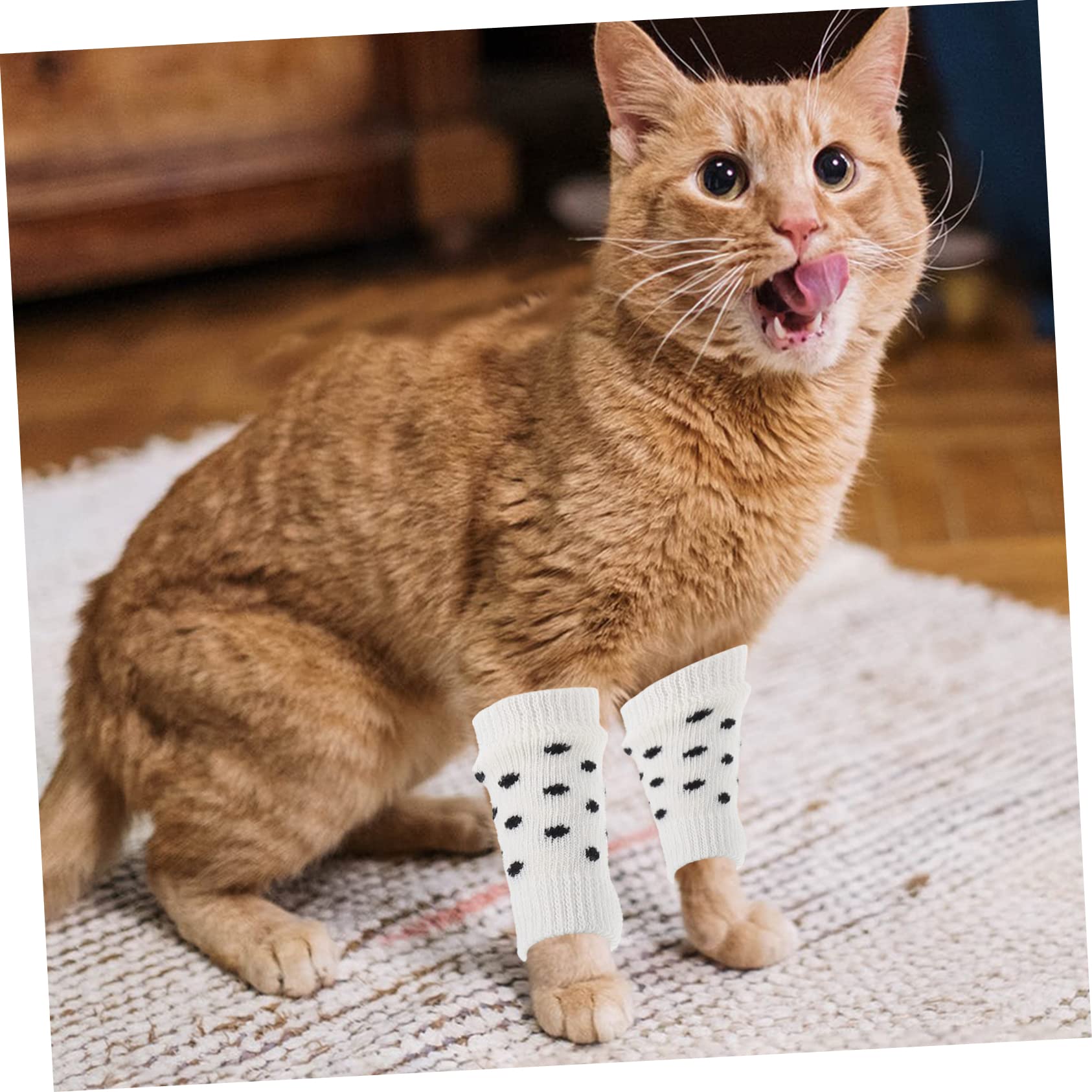 Garneck 4Pcs Non Skid Dog Socks with Stylish Patterns Breathable Leg Warmers for Puppies Slip Design Comfortable and Protective Pet Leg Sleeves for Dogs