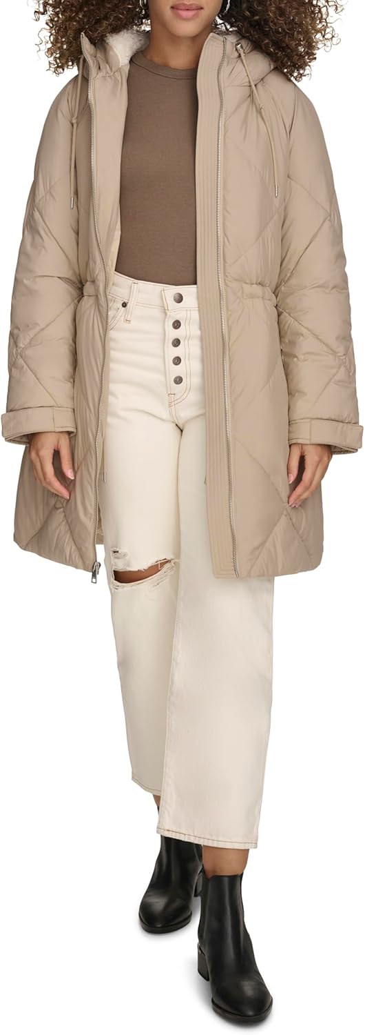 Levi's Women's Soft Sherpa Lined Diamond Quilted Long Parka Jacket (Standard & Plus Sizes) - Image 5
