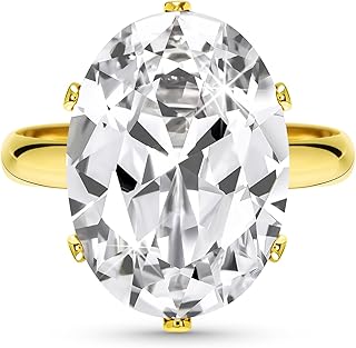 Cubic Zirconia Imitation Diamond Moissanite Rings for Women, 14K Gold/Rose Gold/Silver Adjustable Chunky Ring, Costume Rhinestone Jewelry for Wedding Engagement