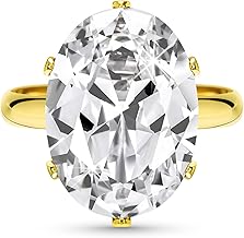 Linawe Women's Ring, Moissanite Synthetic Diamond Adjustable Ring, Large Ring for Women, Copper Ring in Three Shades of Gold, Rose Gold and Silver