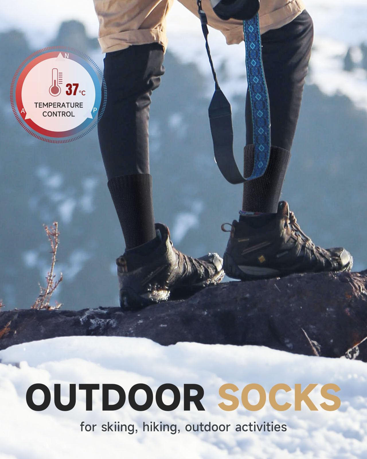 PULlOU Lot de 3 paires de chaussettes thermiques en laine mérinos pour homme et femme - Respirantes et confortables - Pour le travail, la randonnée, la course, la marche, le ski et les sports de plein