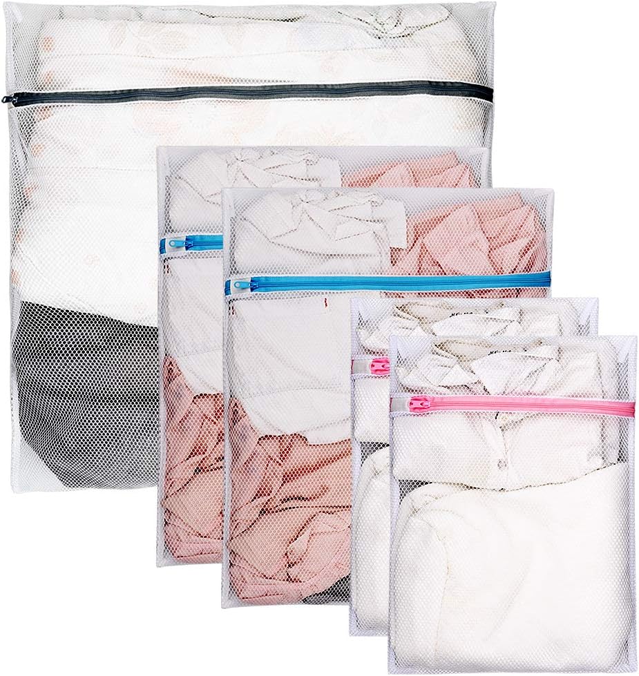 YLWEFT Mesh Laundry Bag for Delicates, Lingerie Bags for Laundry, Bra Washer Protector, Wash Bag for Washing Machine, Underwear Washing Bag, Laundry Bag for Pantyhose, Sock, Shoe(Coarse Mesh, 5 Pack)