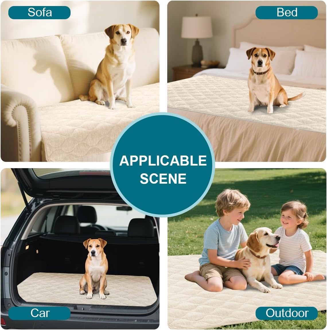 Turquoize Couch Cover for Dogs Washable Non-Slip Couch Covers for 3 Cushion Couch Sofa Pet Friendly Quilted Thick Chenille Sofa Slipcover Furniture Protector Covers for Pet, 36 x 70Inch, Ivory