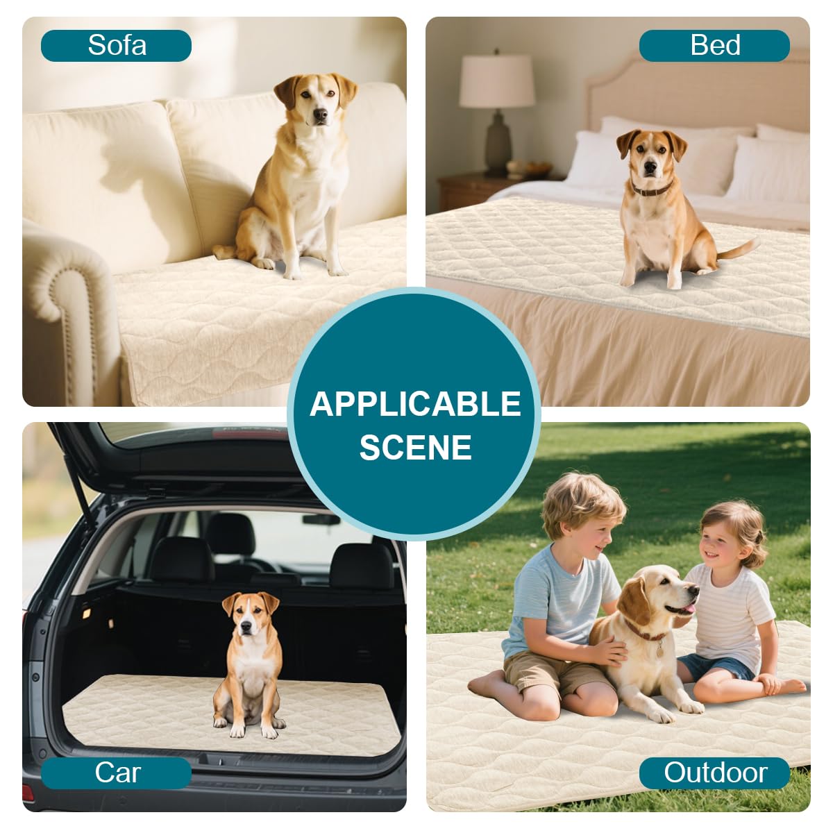 Fundas antideslizantes para sofá para mascotas, lavable, acolchada con textura de felpilla, funda protectora para sofá, apta para mascotas, 36 x 70 pulgadas, marfil 4