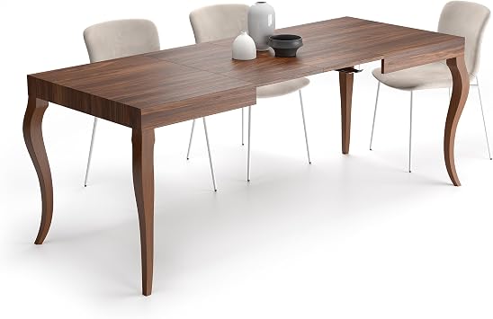 Mobili Fiver, Classico, Extendable Dining Table, 47.2(78.7) x30.5 in, Walnut, for 6-8 People, Expandable Dining Table for Kitchen, Living Room, Italian Furniture