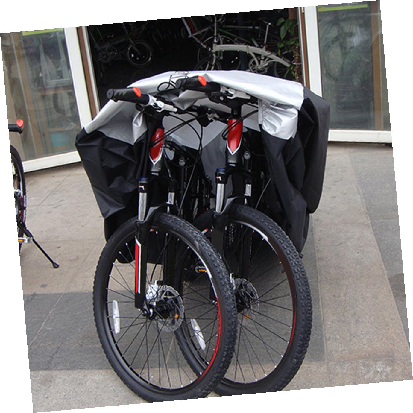 Wasserdichte Fahrradabdeckung für Fahrräder UV Regenschutz Robuste Elastische Befestigung Wasserabweisend Silber schwarz Mittelgroß Outdoor Bike Protector