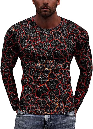 Amazon.com: Camisas para hombre con estampado colorido y cuello redondo  delgado para hombre, camisetas de manga larga para hombre : Ropa, Zapatos y  Joyería