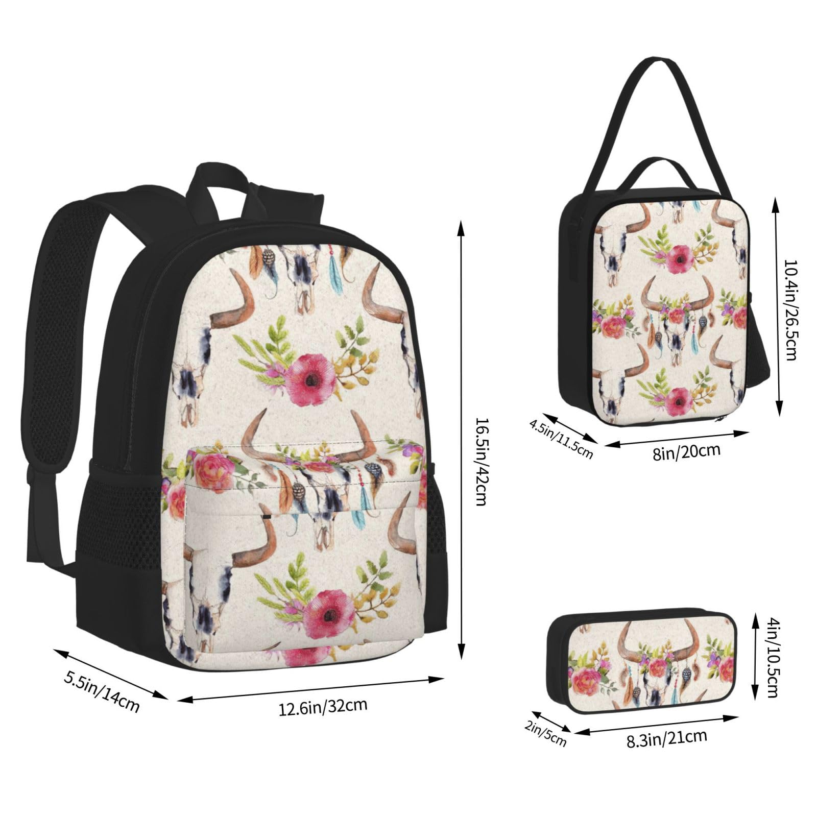 Zaino, borsa portapranzo, astuccio, set da 3 pezzi, per lavoro e