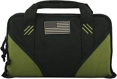 Pistol Case Handgun Storage Bag Memory Foam Lockable Glock Revolver Holster Holder Soft Hand Gun Cases with 6 Magazine Pockets Black Olive Green