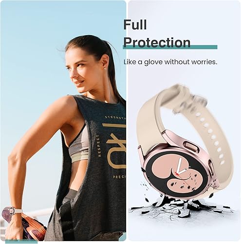 Miniatura 5 de Tensea Paquete de 4+4 para Samsung Galaxy Watch 5 2022 y 4 2021, protector de pantalla y funda de 1.732 pulgadas, película protectora de vidrio