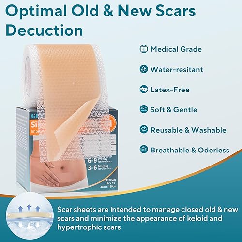 Miniatura 5 de Hojas de silicona para cicatrices, cinta de silicona para cicatrices, tiras de silicona reutilizables para tratamiento de eliminación de cicatrices,
