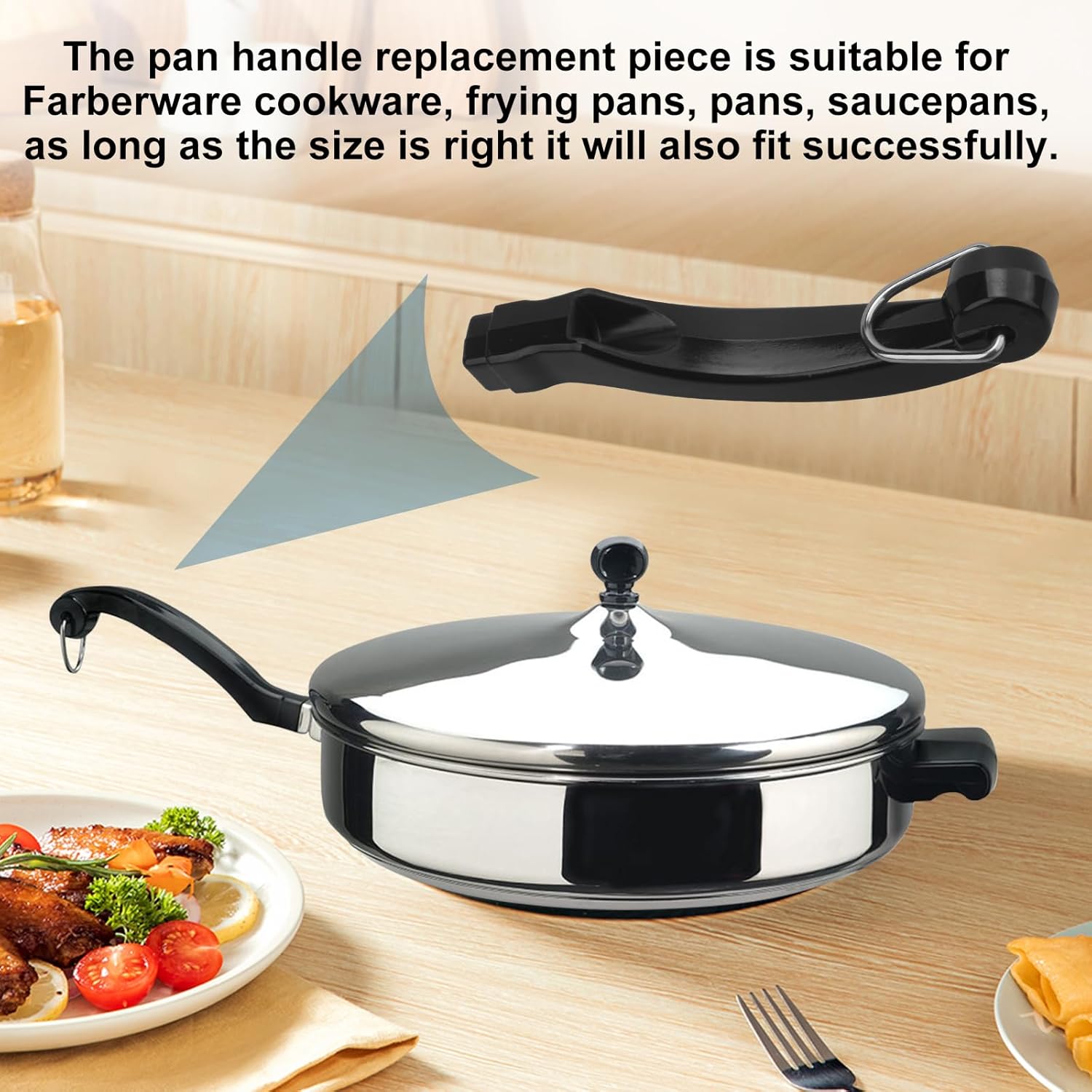 P08-031 Cookware Handle Replacement for Farberware Pan Saucepan Soup Pot, Saucepan Handle Fits for Farberware 1, 1.5, 2 and 2.5 Quart Pans & Pots(Without Screws)