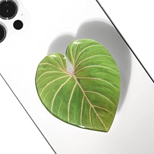 Cute Acrylic Tropical Leaf Phone Grip Stand - Collapsible Phone Holder with Sticky Adhesive for Smartphones & Tablets | Secure Grip & Kickstand Function (Gloriosum)