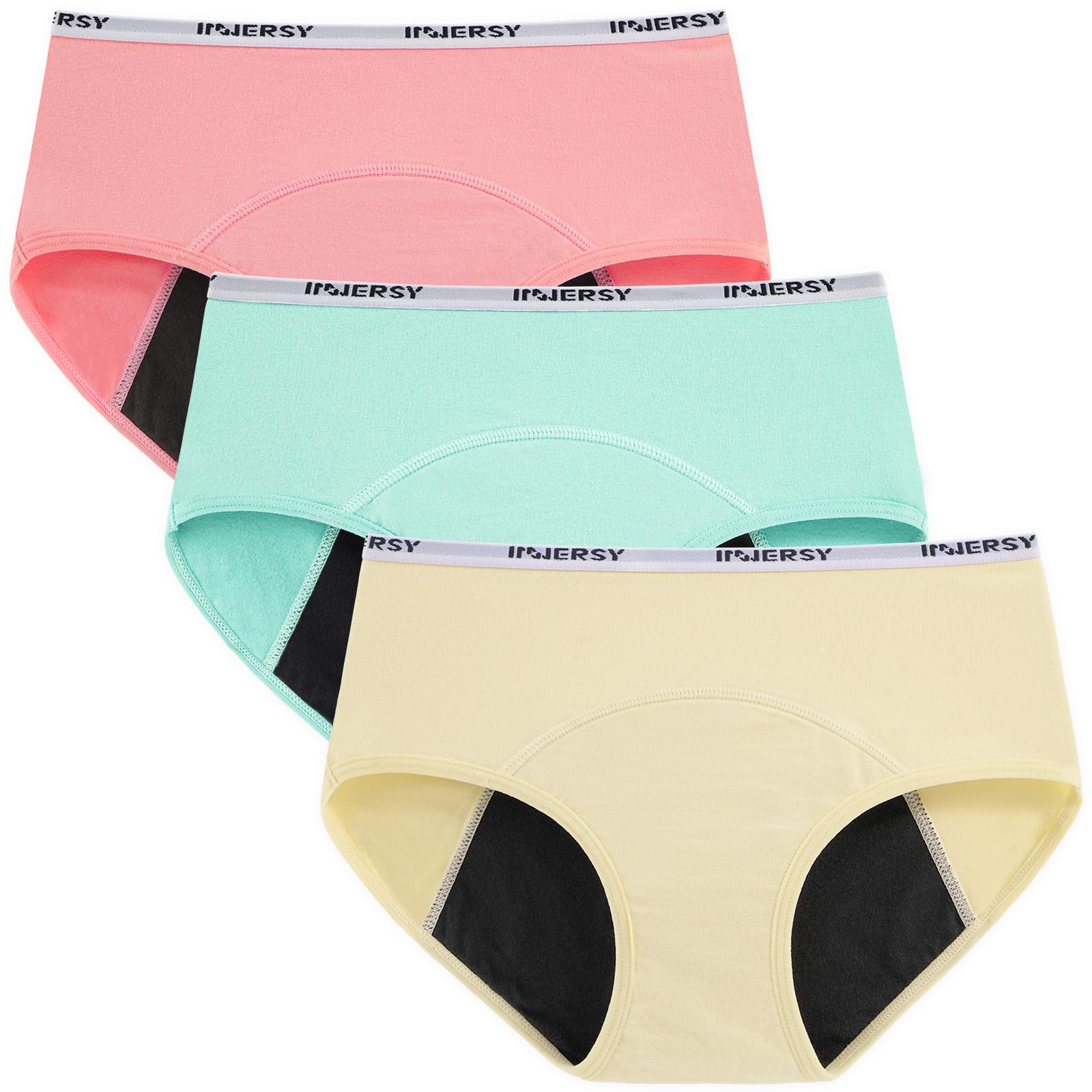 INNERSY Period Underwear for Teens Girls Cotton Leak-Proof Menstrual Panties 3-Pack