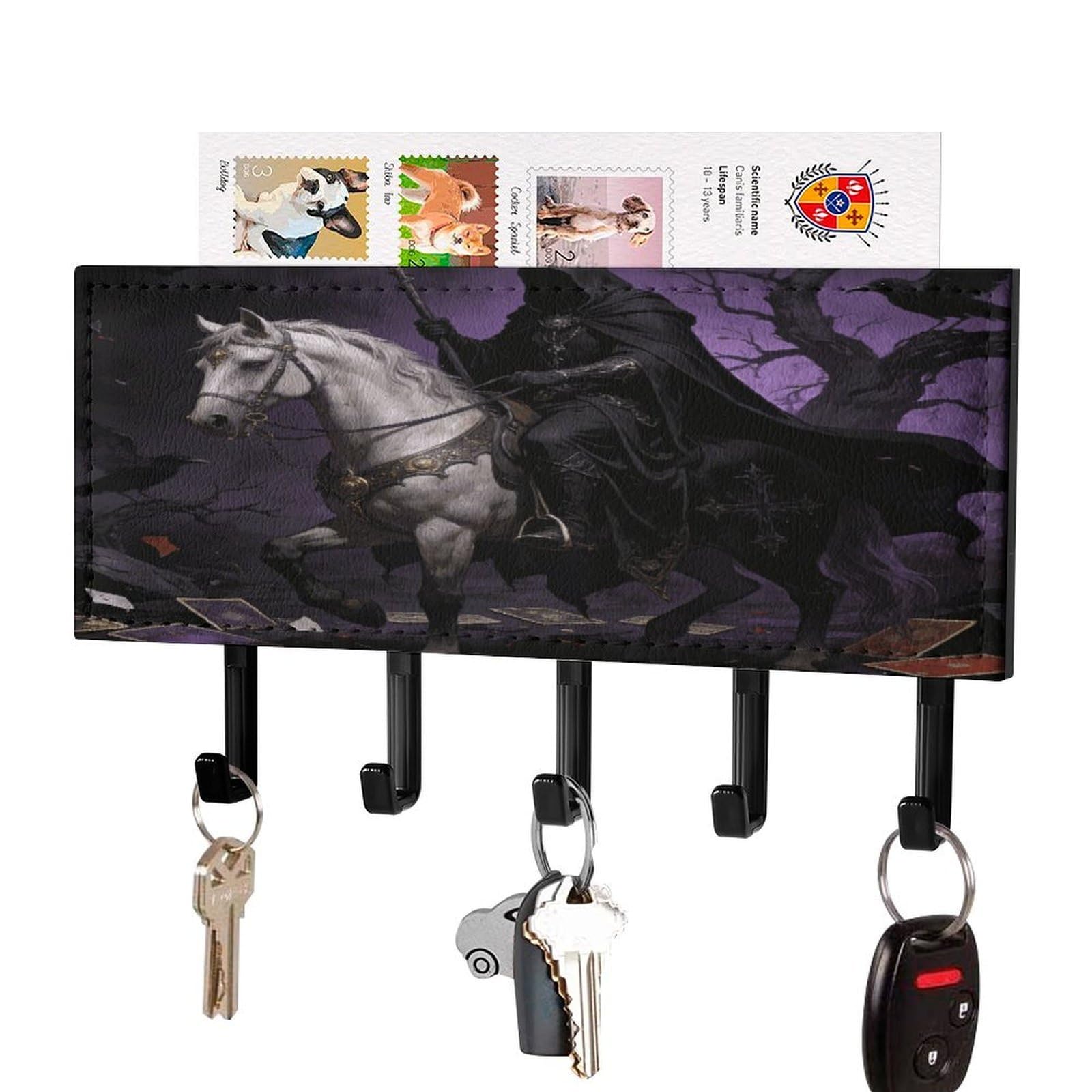 MUSM Tarot Key Holder for Wall,Mail Organizer Wall Mount with 5 Hooks,Easy Installation Key Rack for Home Decor, Hallway, Entryway, Appartment