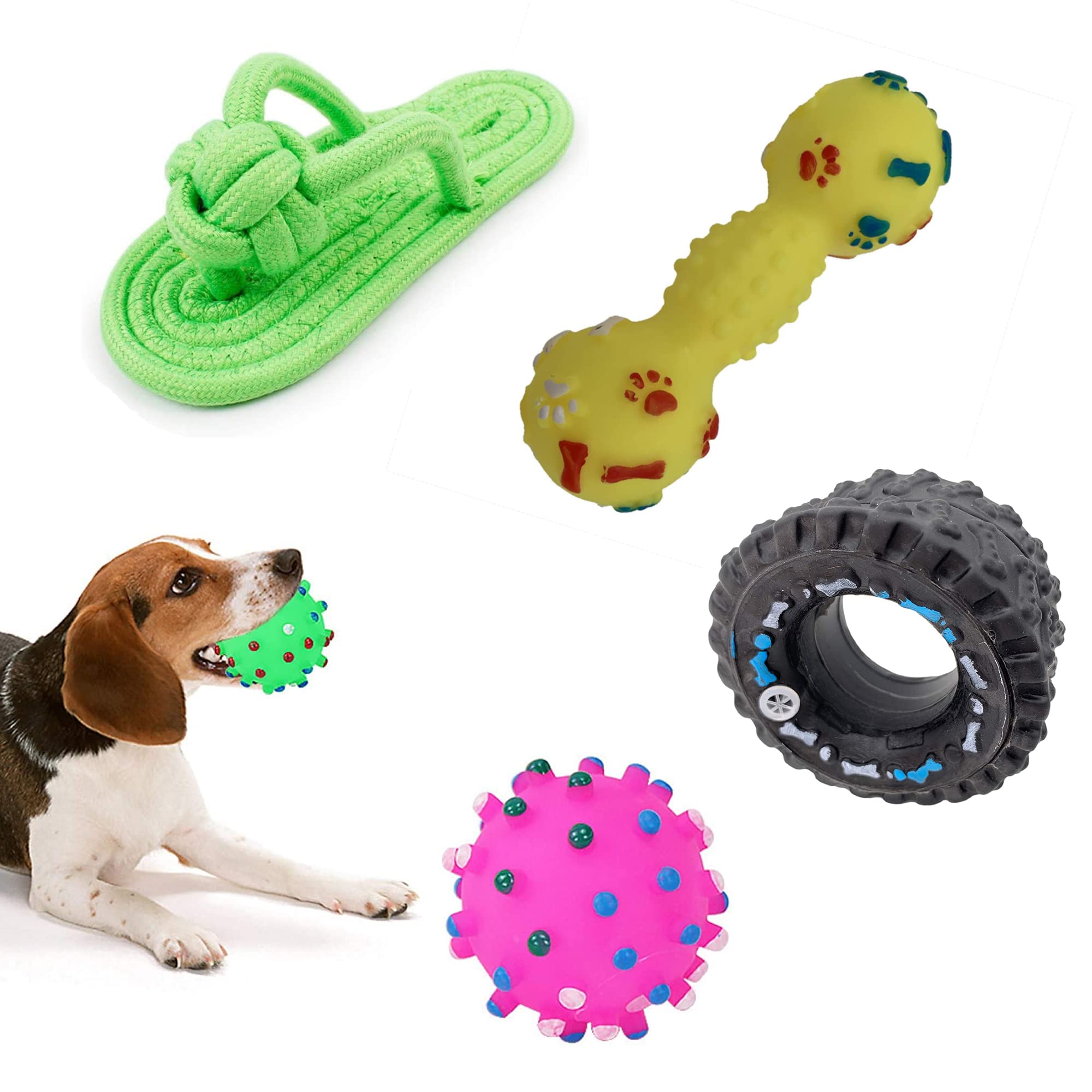 YOUSTYLO Combo Pet Chew Toys: Quality Chewing Fun for Small Puppies & Cats (1 Ball, 1 Dumbbell, 1 Slipper, 1 Tyre, Pack of 4) (B09WJ7QB6Q) Amazon Price History, Amazon Price Tracker