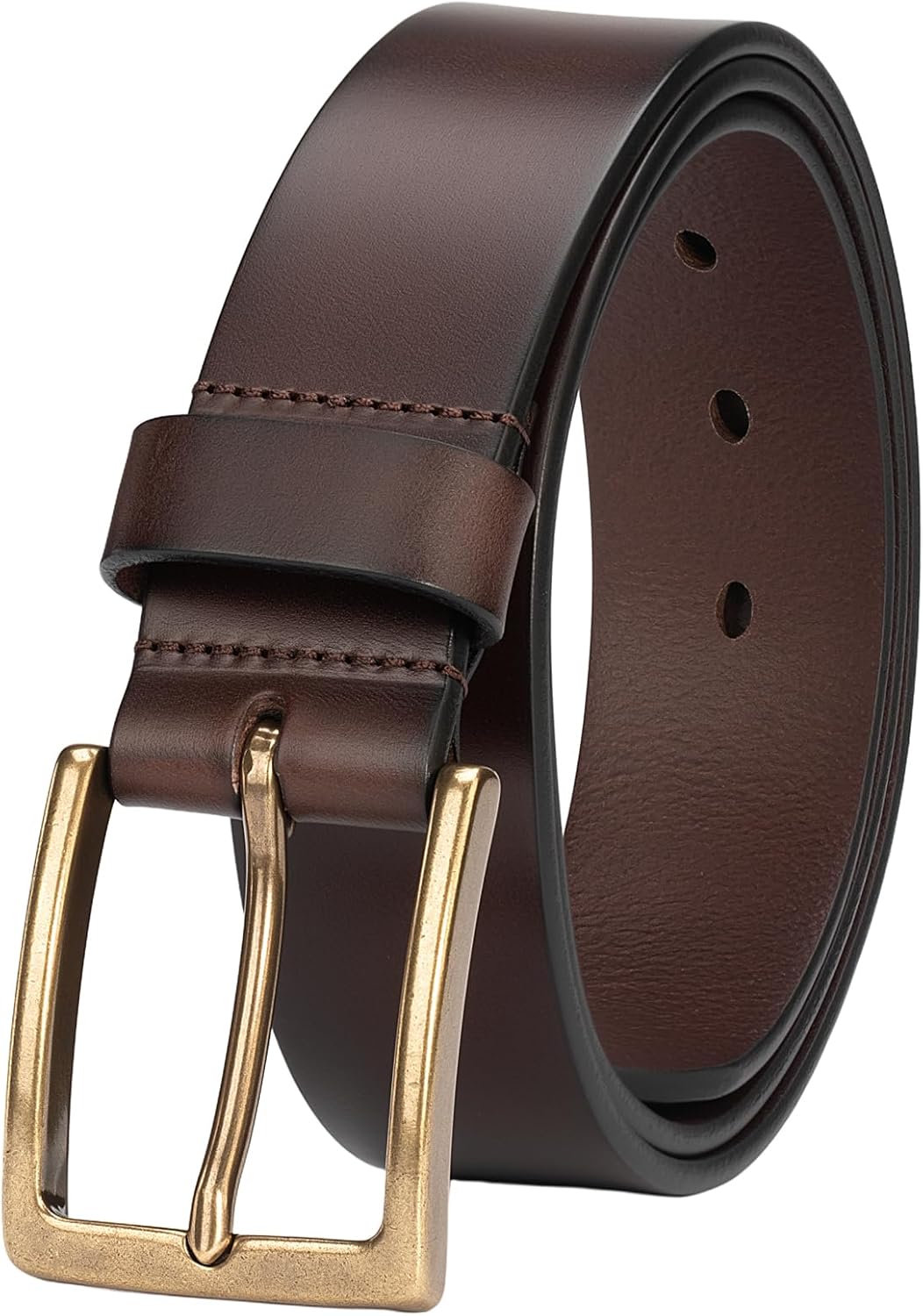 wolksprong Mens Heavy Duty Full Grain Leather Belt - 1 1/2 Italian Genuine Leather with Sturdy Buckle for Jeans Casual Pants