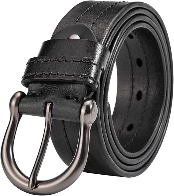 HOLMANSE Italian Full Grain Leather Belt Men Western Cowboy Belt for Jeans 1.5 Wide 7 Holes Gift Box Packaging