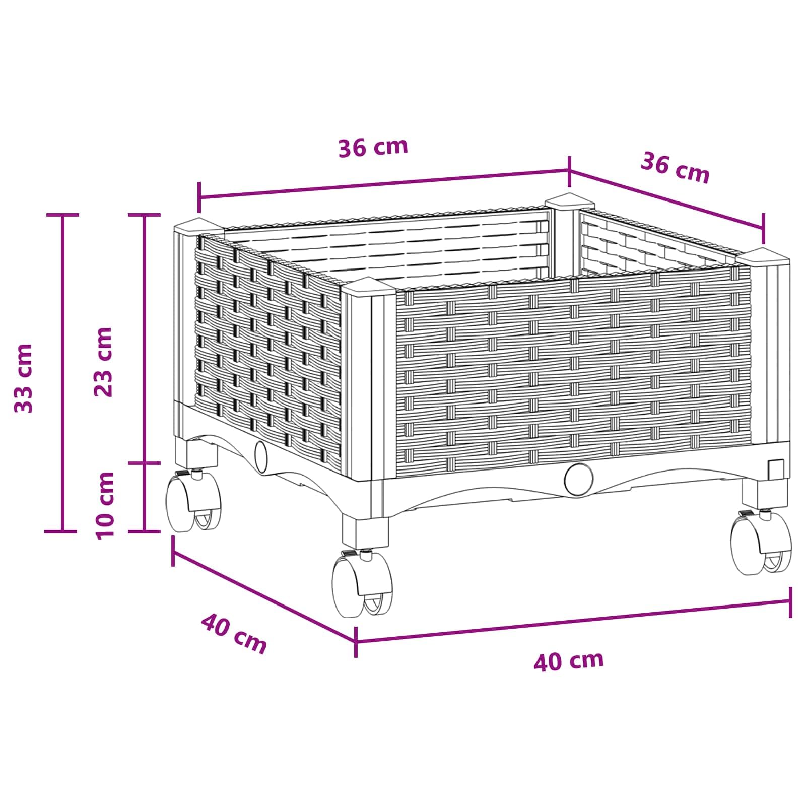 Hothingwell Ogrodnik z kółkami czarny 40x40x29 cm PP | Polipropylen, Przestronne wnętrze, Wymagany montaż, Do ogrodu Balcony Patio