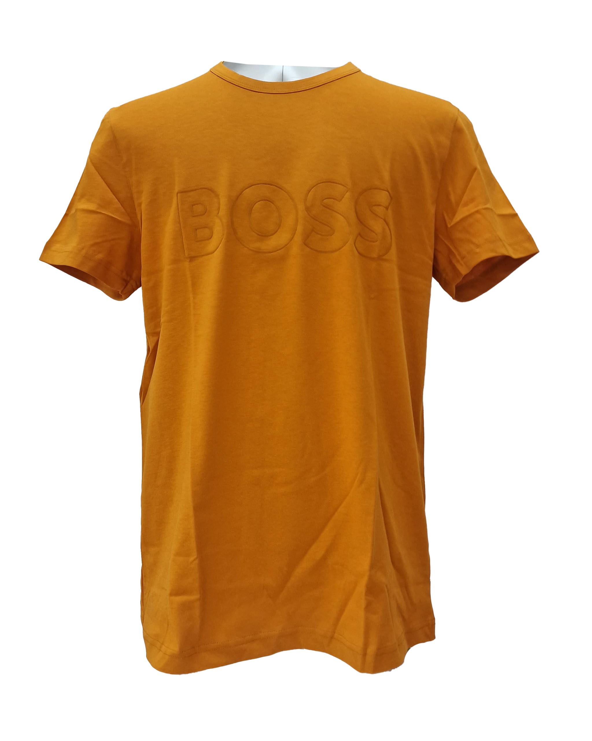 BOSS Men's Teebo Logo Printed Jersey T-Shirt Top (UK, Alpha, XXL, Regular, Regular, Dark Yellow)