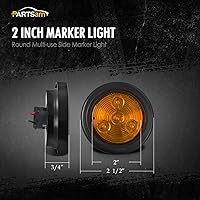Vista 4 de Partsam 10x Luces Marcadoras de Separación LED Redondas Selladas Ámbar de 2", 4LED [Aprobado por DOT], Kit de Luces Marcadoras Laterales LED