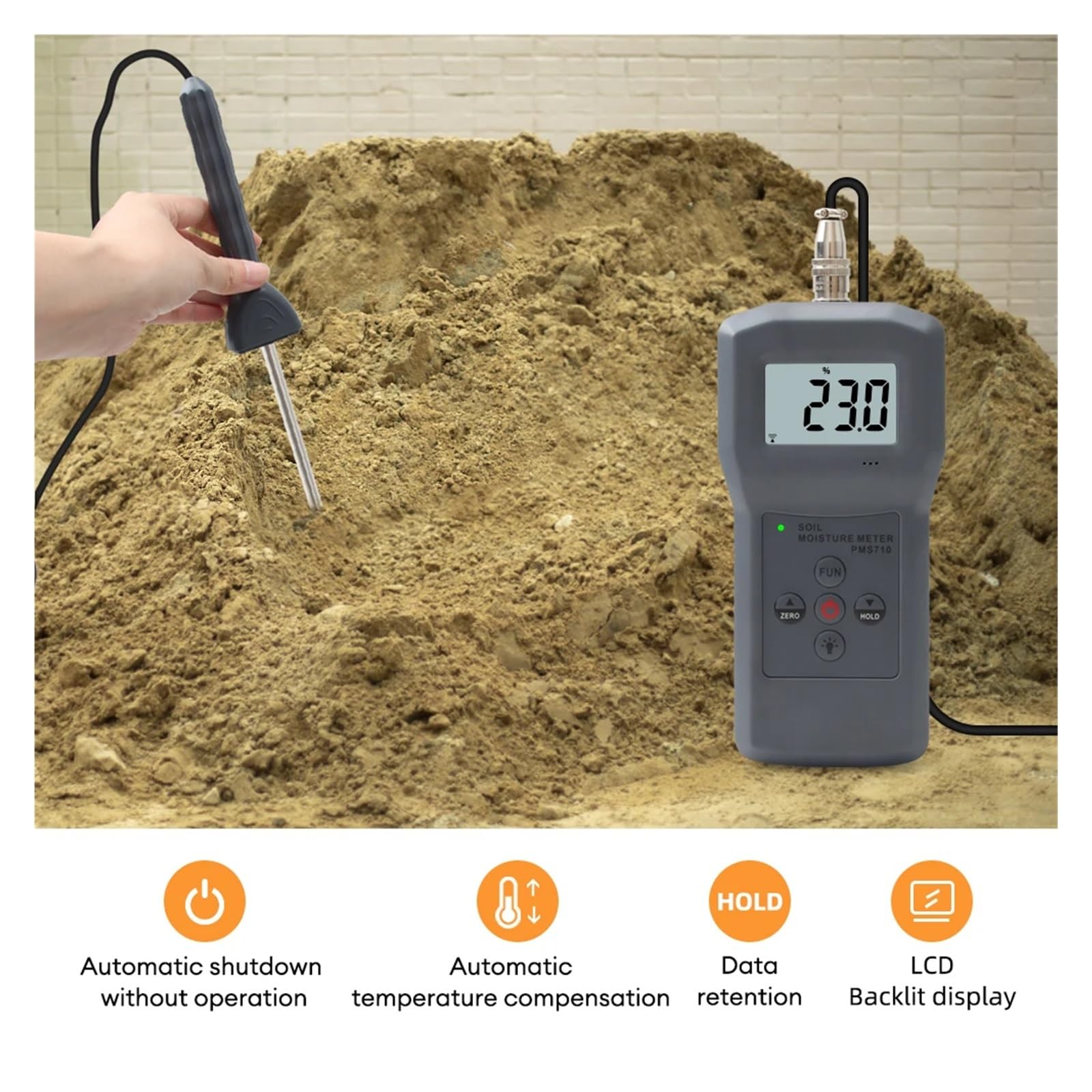 Misuratore di umidità del terreno digitale Misuratore di umidità del terreno Sabbia di fiume Cemento Terreno Sensore Strumento Visualizzazione accurata