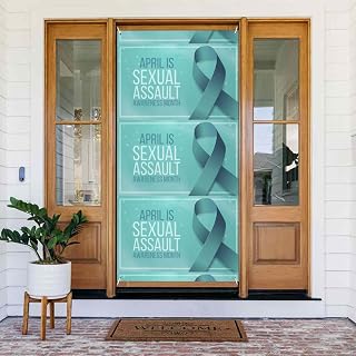 Sexual Assault Awareness Month Door Cover Banners Hanging Background Sign Door Decoration Supplies For Indoor Outdoor Wall Party Decor 72 * 35 Inches