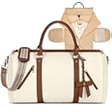 Garment Bags for Travel Women Leather Convertible Garment Duffle Bag With Shoe Pouch,Large Carry On Garment Bag Dress Suit Business Travel Bags Beige