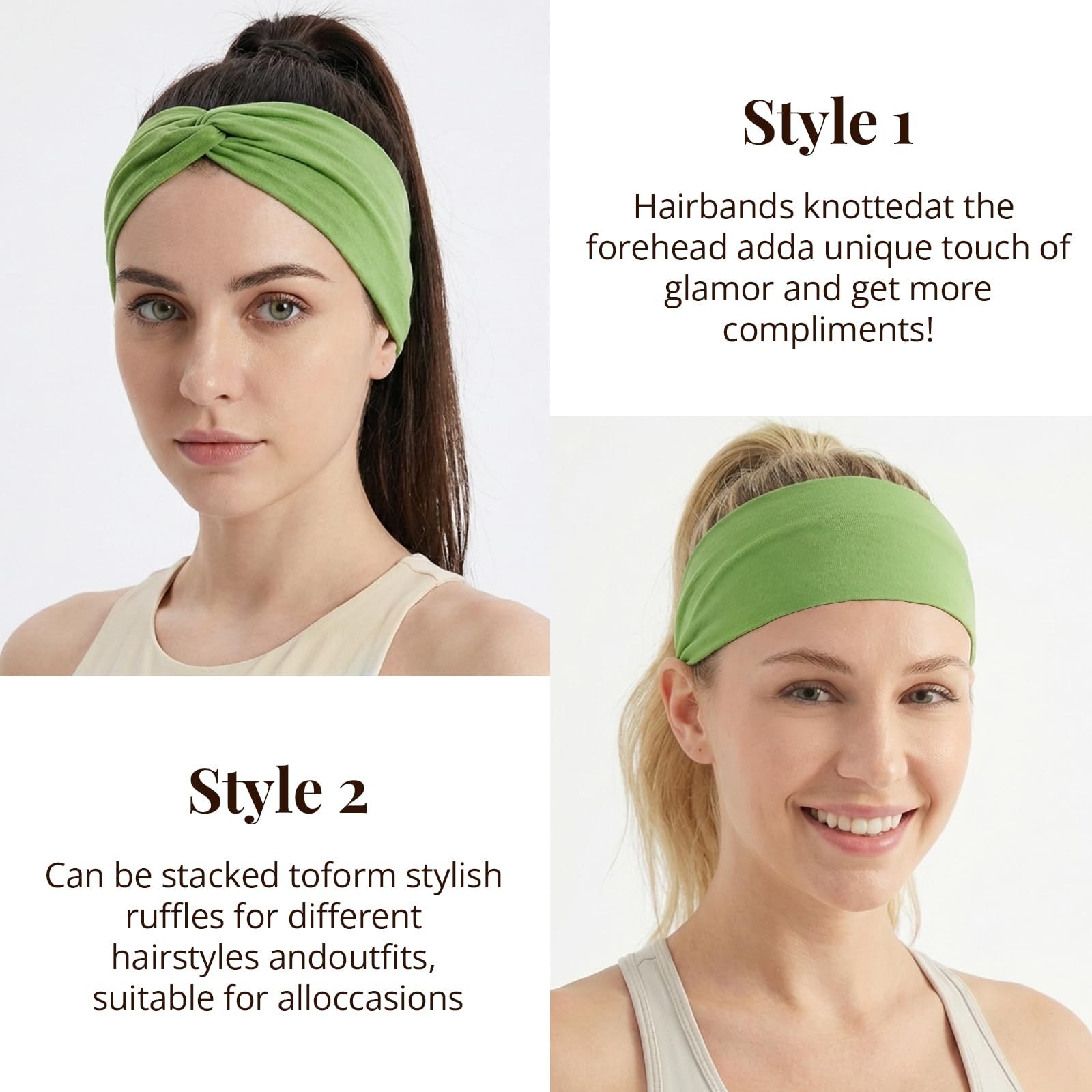 10 fasce larghe in stile bohémien, per donne e ragazze, design con nodo attorcigliato, set di grandi fasce per capelli, per sport, allenamento, yoga