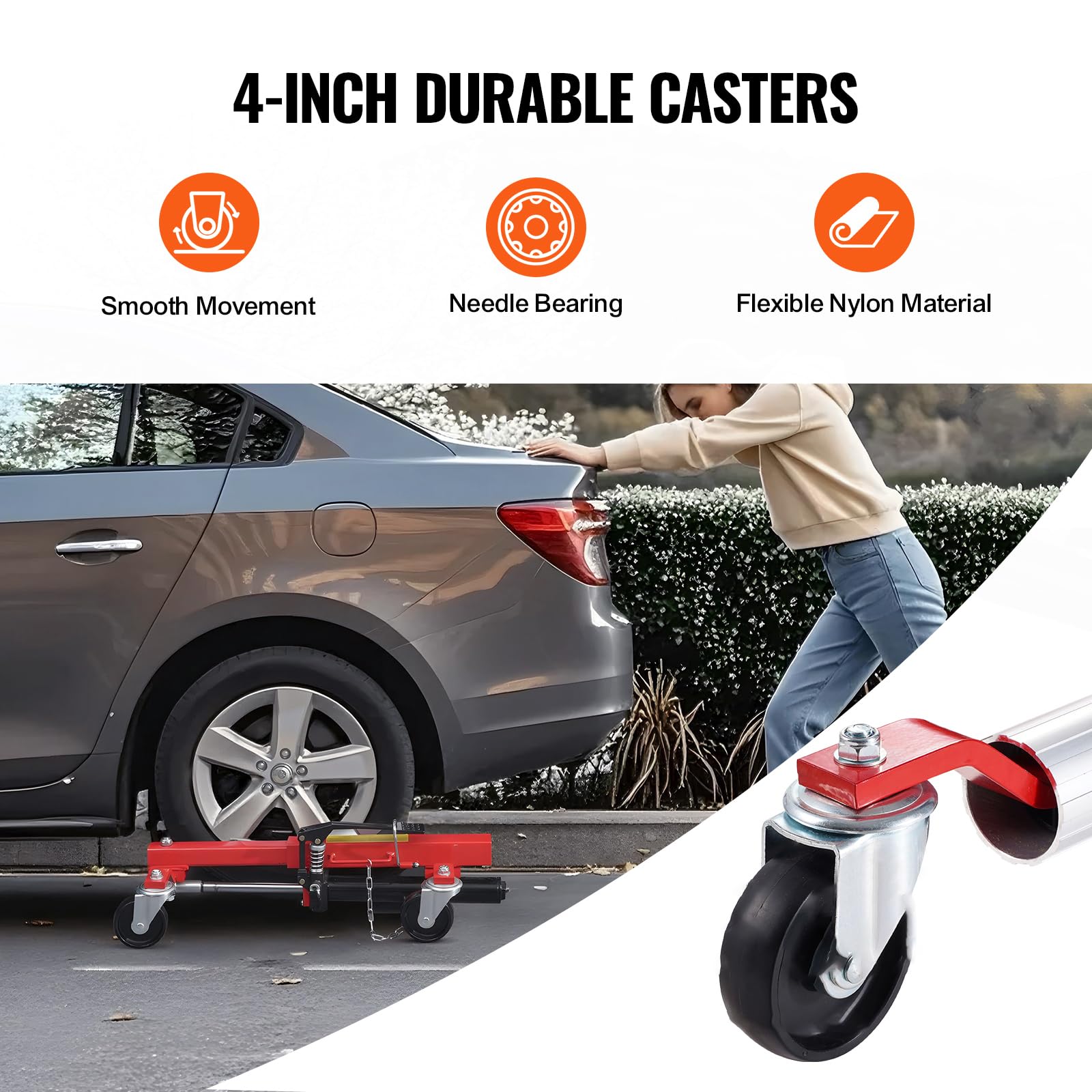 VEVOR Carro de Manipulación de Automóviles Carga de 680 kg 2 Piezas, Carro Hidráulico para Desplazamiento de Automóviles con Ruedas para Posicionamiento de Vehículos, Camiones, Remolques
