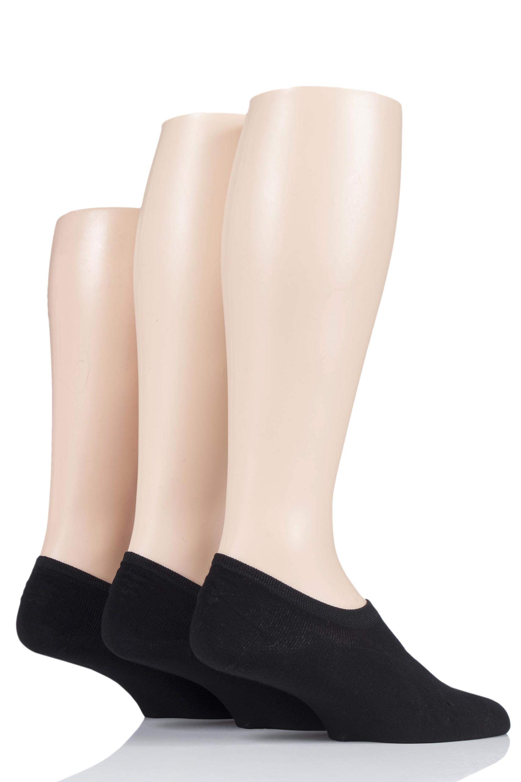 SockShop Mens Plain Hi Cut Bamboo Liners Pack of 3 Black 7-11