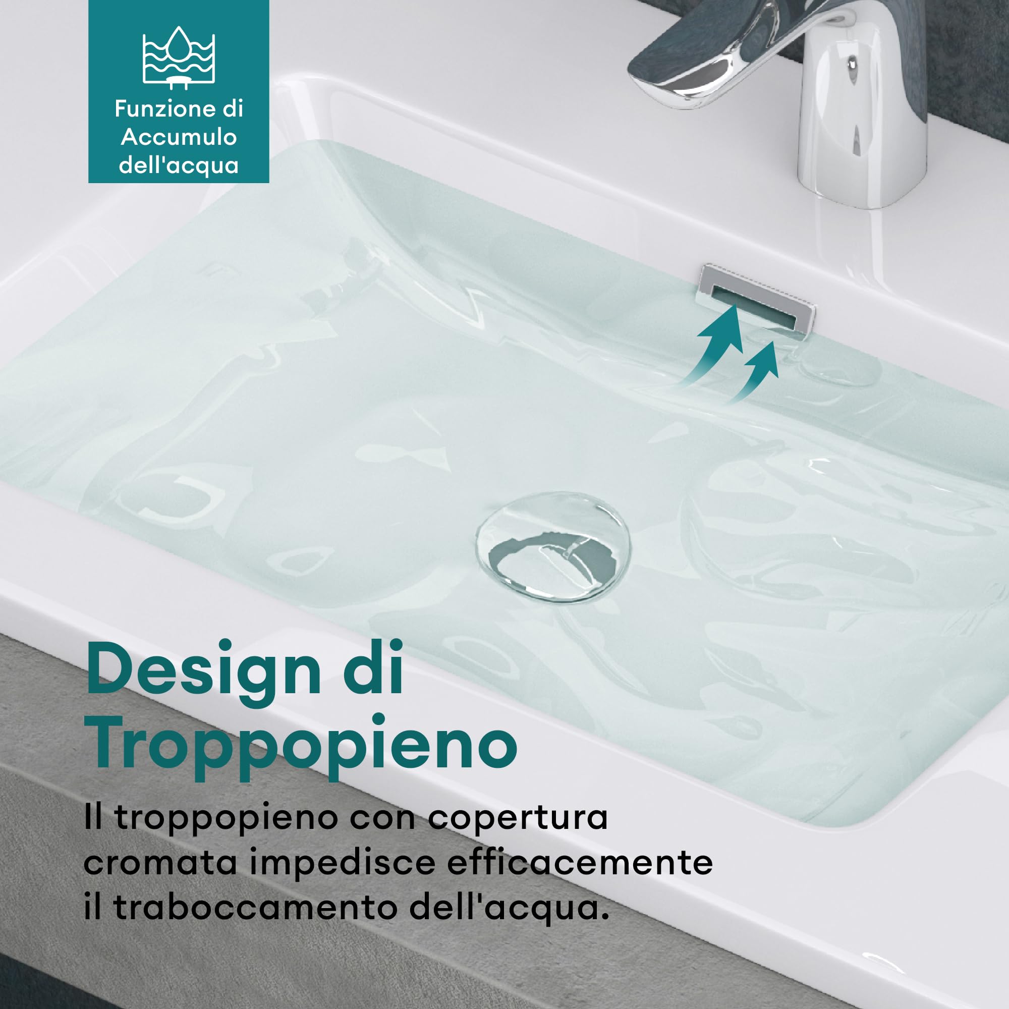 Mai & Mai Lavabo Incasso in Minerale Fuso 100x48x12cm, Colossum02-1000
