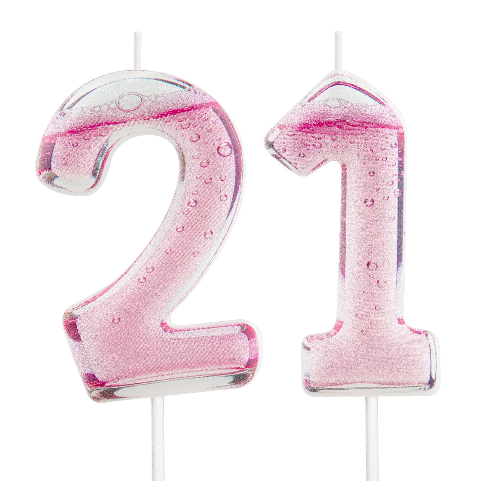 Printed Champagne Themed 21st Birthday Candles for Cake, Sparkling Wine Number 21 Candle for Birthday Decorations, Cocktail Cake Topper Decorations for Women Men Wine Lover Birthday Party Anniversary