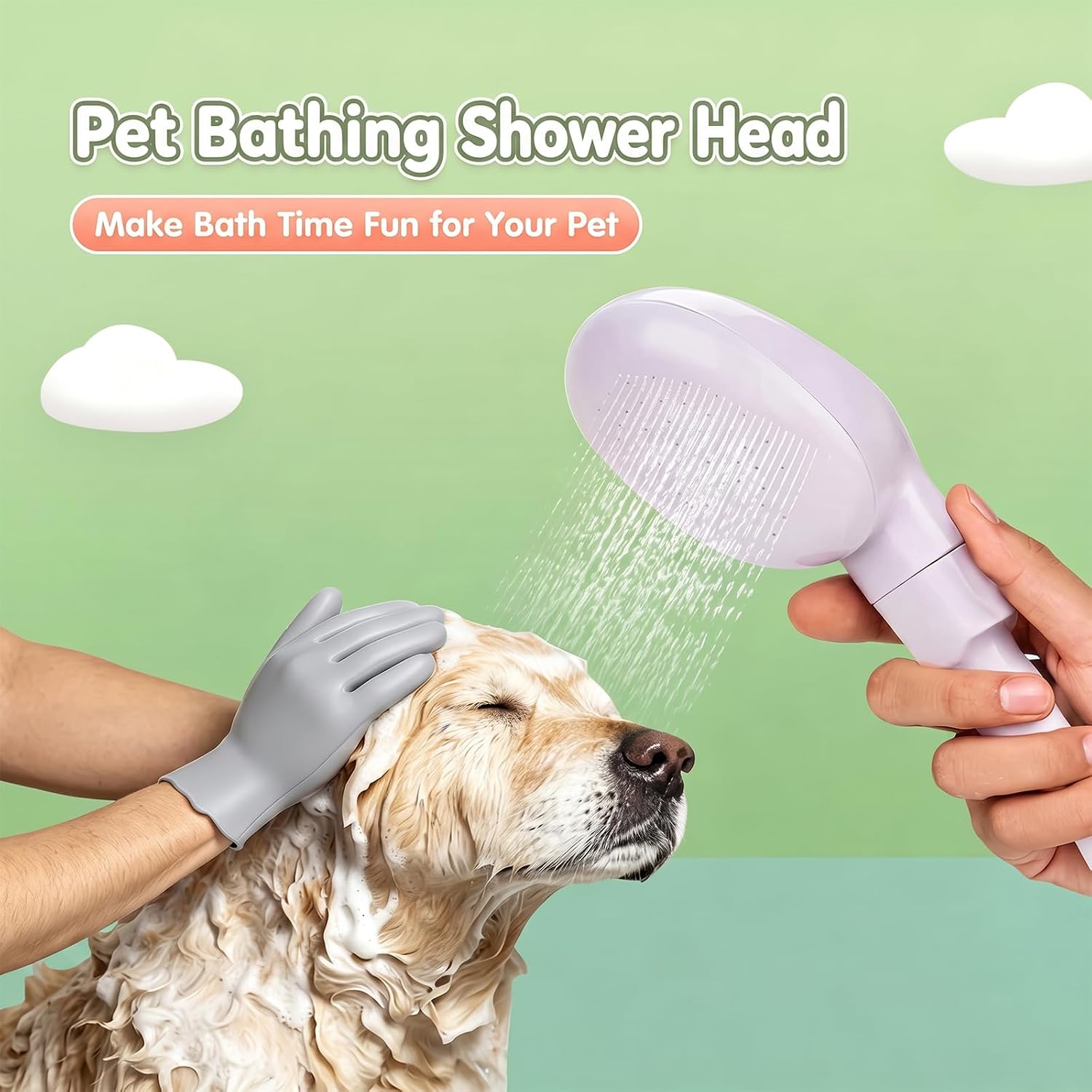 Dog Shower Hose Attachment for Bathtub Faucet 6.5FT - Anti-Burst & Slip-Proof Design, Fits Round Faucets Only, Tool-Free Install with Pet Bathing Gloves & Hooks for Sink, Outdoor