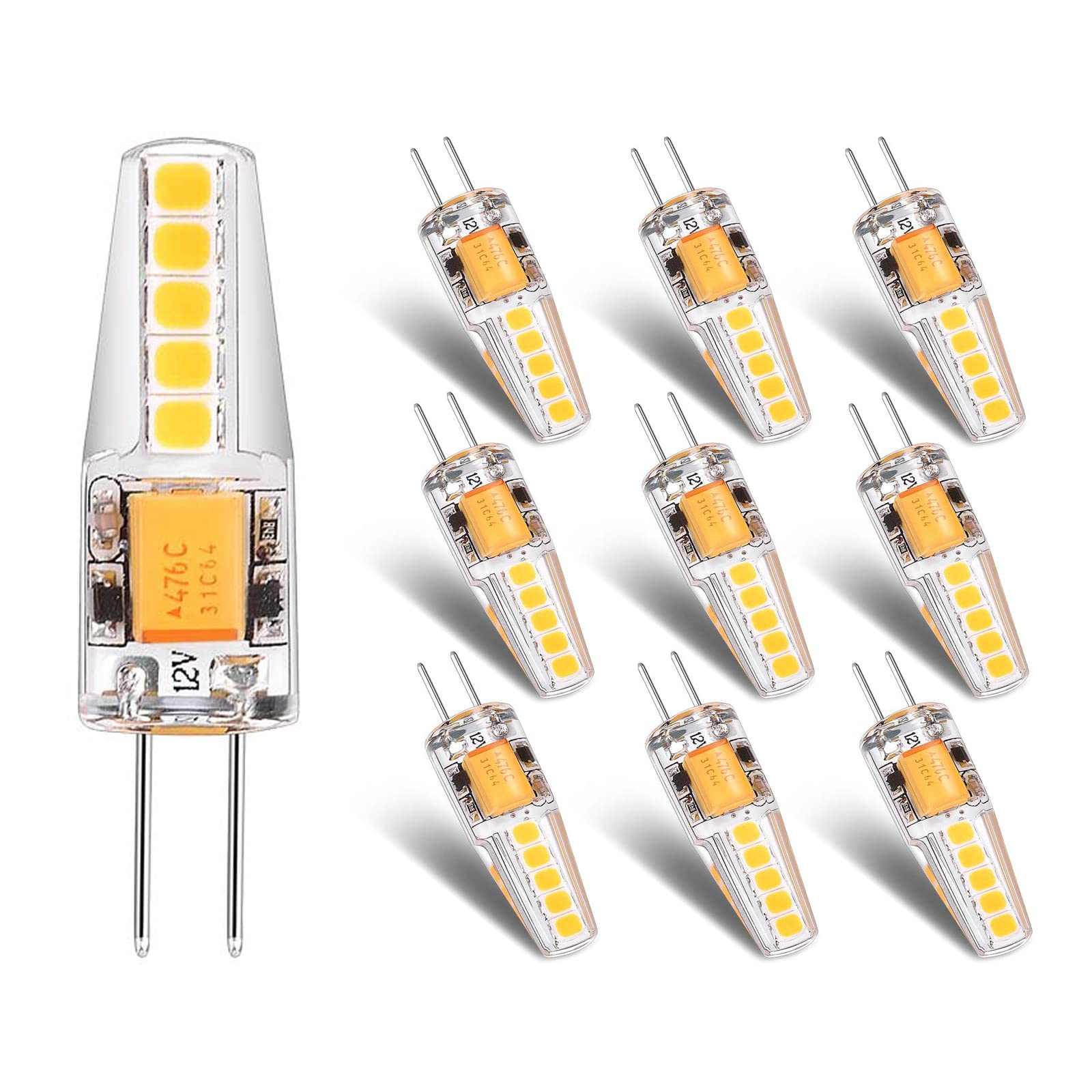 HHZY G4 LED Bulb 3W Equivalent To 30W T3 JC Type Bi-Pin G4 Base Halogen Bulb, AC/DC 12V G4 Light Bulb Energy Saving Light Bulbs for Home Decor, 10 Pack,Warm White 3000K