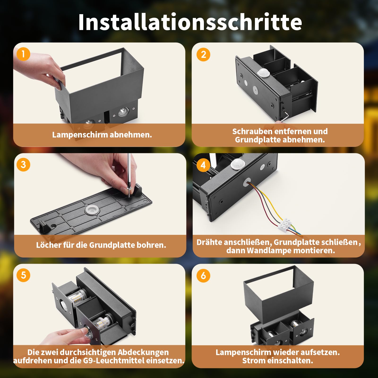 LED Wandleuchte Innen/Aussen, Außenlampe mit bewegungsmelder