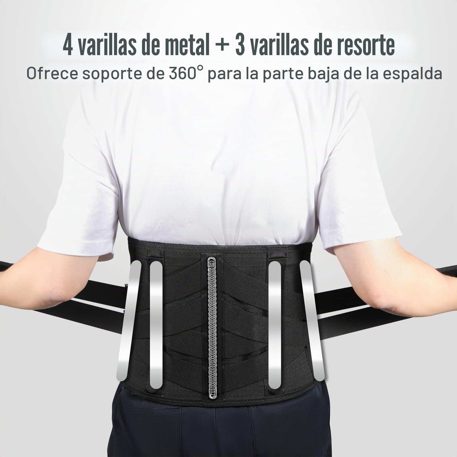 Masajeador Lumbar con Calefacción - Cinturón Ortopédico Calentable para Aliviar el Dolor de Espalda. 3 Modos Vibratorios, 6 Niveles de Calefacción, Batería Recargable de 5000 mAh, Inalámbrico