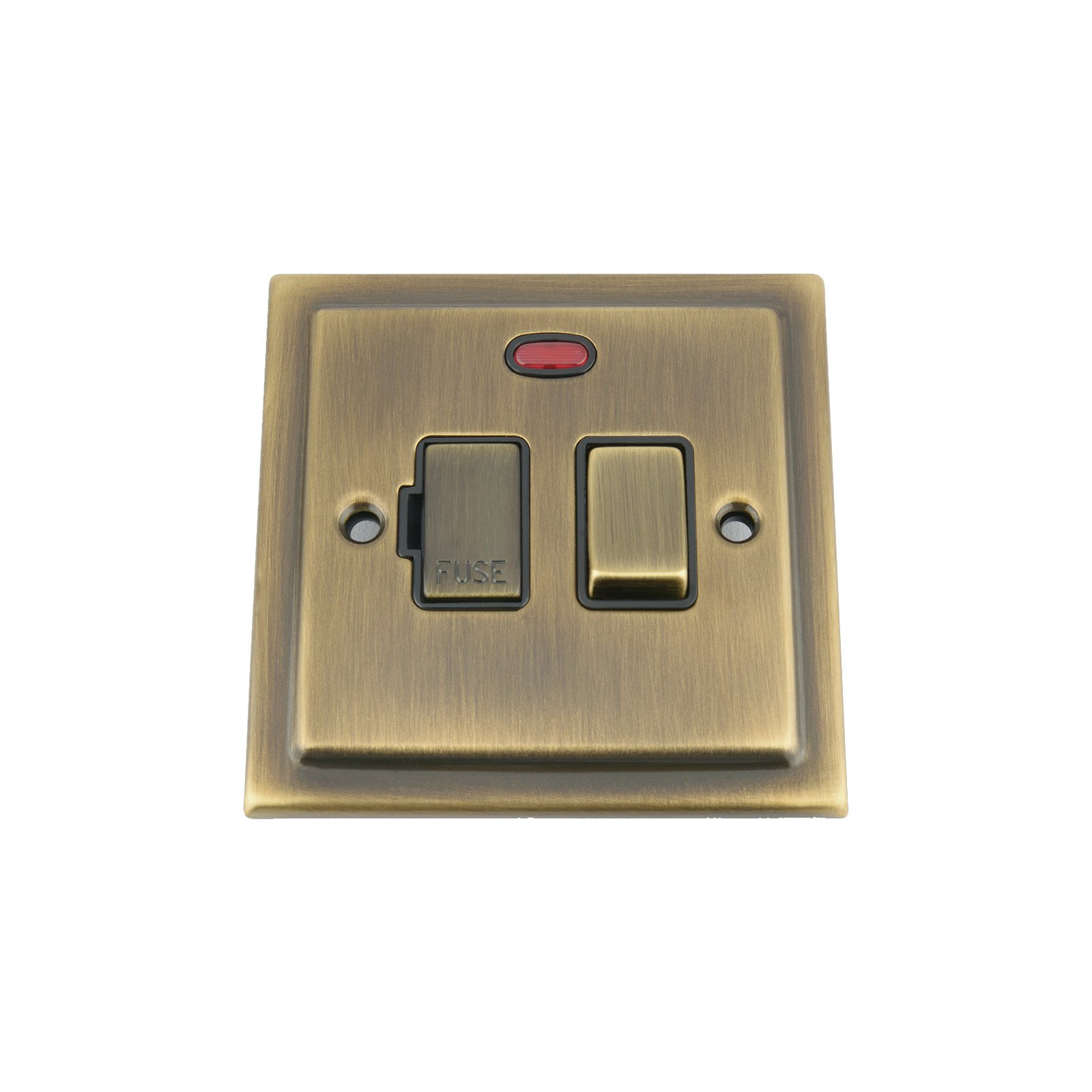 A5 Products Brass Switched Fused Spur Switch W/Neon Indicator 13 Amp - Victorian - Antique