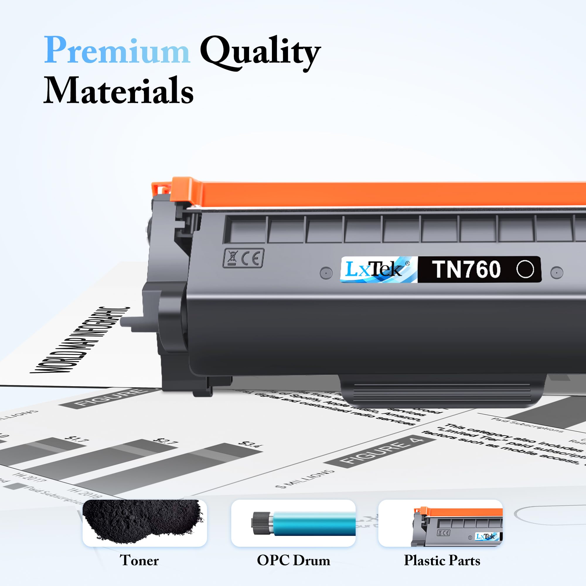 LxTek Lot de 2 Cartouches de Toner de Rechange compatibles pour Brother TN760 TN 760 TN730 TN 730 à Compatible avec MFC-L2710DW HL-L2350DW HL-L2370DWXL MFC-L2750DW HL-L2395DW MFC-L2690DW
