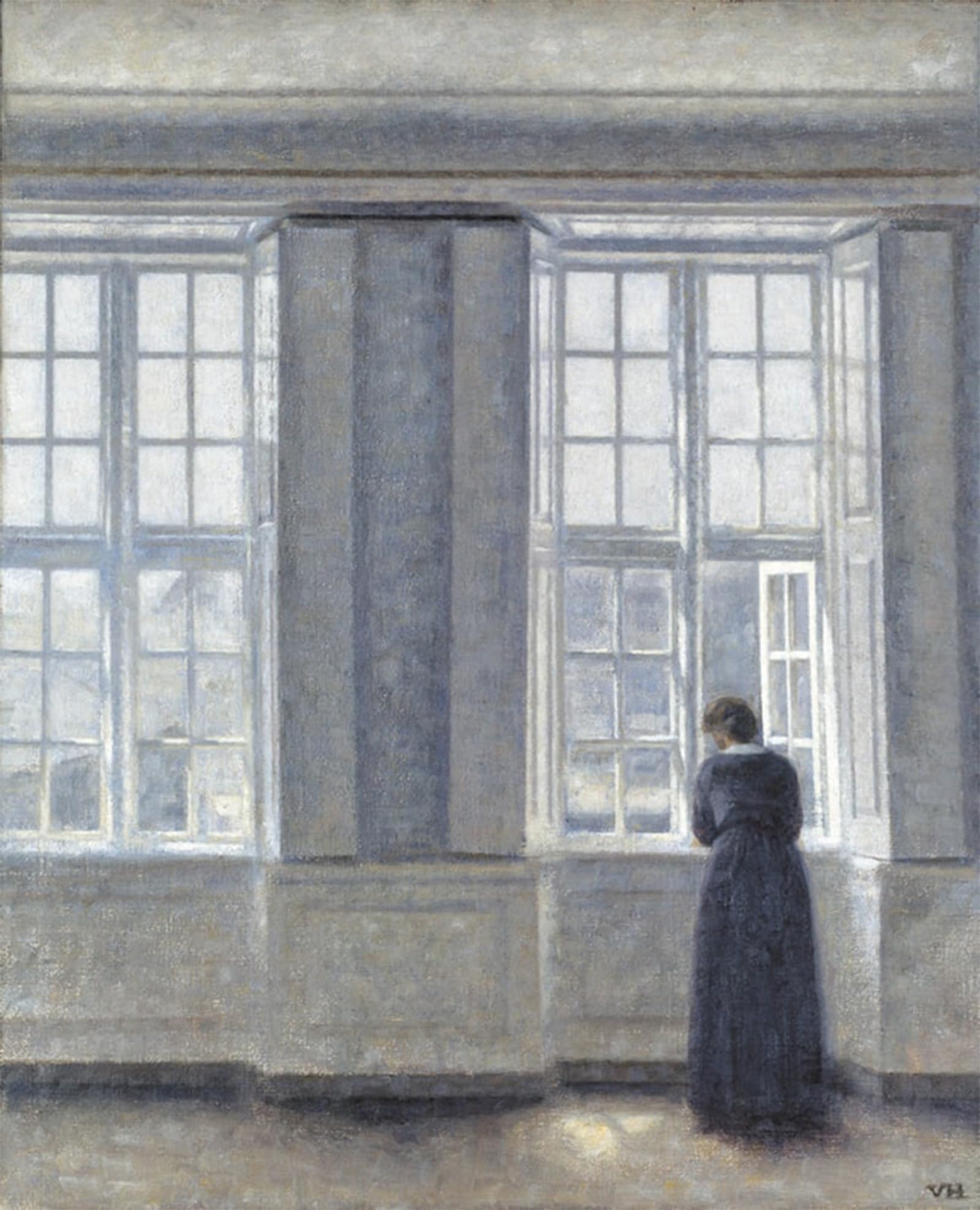 SERENDIPITP Abstract Painting Mural Print Picture Wall Decor Painting Tall Windows by Vilhelm Hammershoi Vintage Wall Artwork for Home Decor 60x90cm