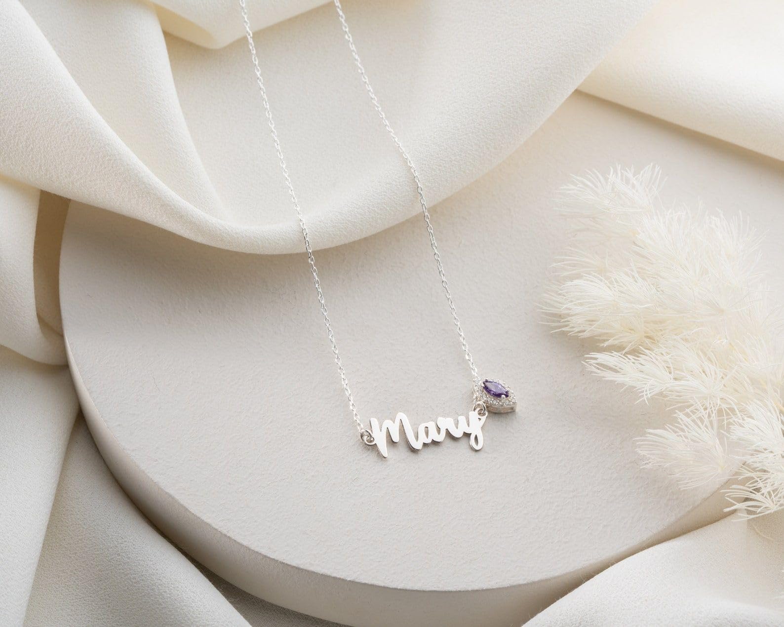 Nome e collana con pietra portafortuna personalizzato con nome Festa della Mamma Natale anniversario compleanno, Stile quotidiano